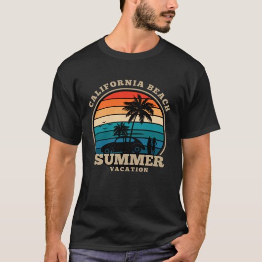 California beach summer surfing USA woman men chil Tシャツ (正面)