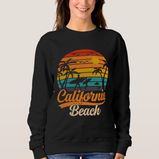 California beach surfing USA woman men スウェットシャツ (正面)