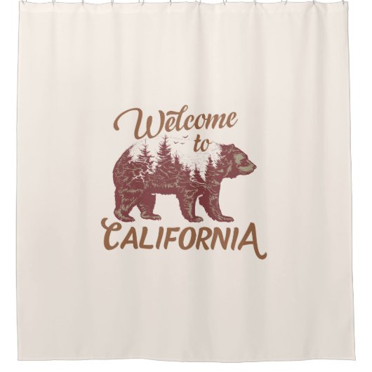 California Bearへようこそ シャワーカーテン (正面)
