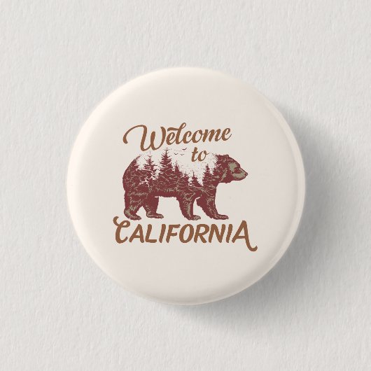 California Bearへようこそ 缶バッジ (正面)