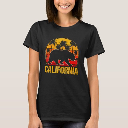 California Bear And Map Summer Palm Trees Tシャツ (正面)