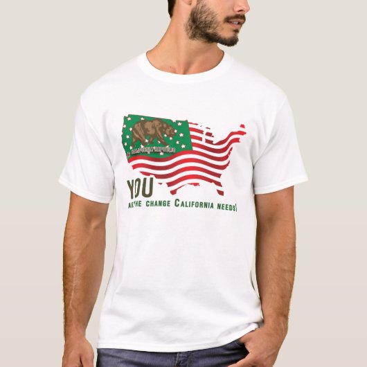 California Bear Flag - You Are The Change CA Needs Tシャツ (正面)