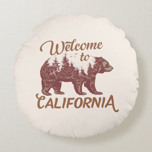 California Bear Forestへようこそ ラウンドクッション (正面)
