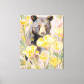 California Bear with Poppies & Wildflowers Art Pri キャンバスプリント (正面)