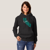 California Buffalo Plaid Home State Country Teal W パーカ (正面フル)