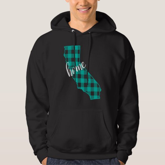 California Buffalo Plaid Home State Country Teal W パーカ (正面)