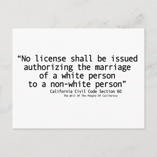 California Civil Code Section 60ポストカードフロント ポストカード (正面)