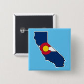 California Coloradoフラグの正方形ピン戻しボタン 缶バッジ (正面&裏面)
