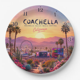 California Desert Music Festival Sunset Palm Trees ペーパープレート