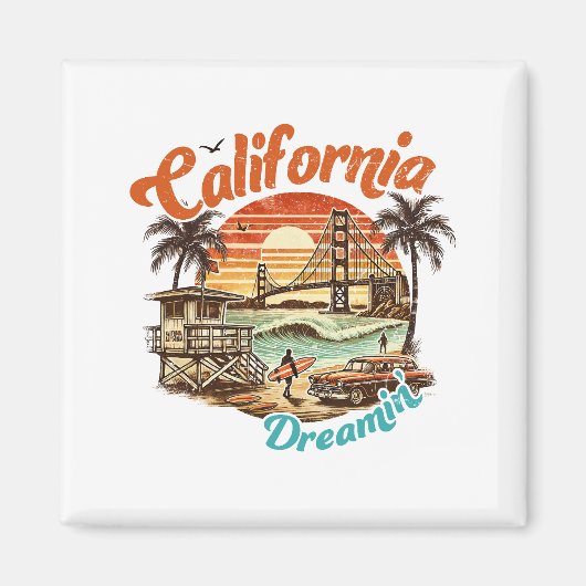 California Dreamin' – コースタルブリッジ，ビーチ マグネット (正面)