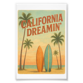 California Dreamin’ Retro 1970s Travel Design フォトプリント