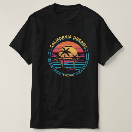 California Dreams 1980 Sunset Tシャツ (デザイン正面)