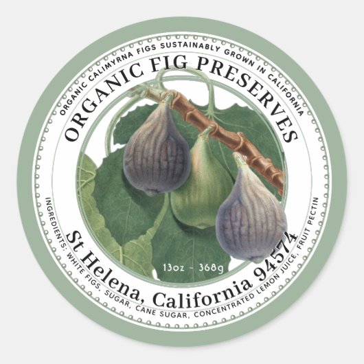 California Fig PreserveヴィンテージFig Label ラウンドシール (正面)
