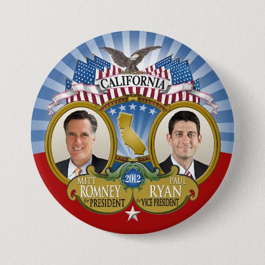 California for Romney Ryan - Double Photo 缶バッジ (正面)