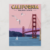 California Golden Gate Bridge Sunset ポストカード (正面)