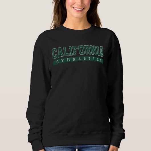 California Gymnastics Varsity Green Vintage Text スウェットシャツ (正面)