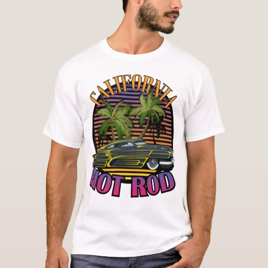 california hot rod voiture ancienne palmier logo a tシャツ (正面)