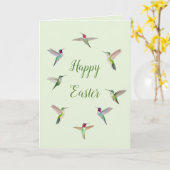 California Hummingbirds Happy Easter カード (黄色い花)