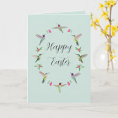 California Hummingbirds Happy Easter カード (黄色い花)