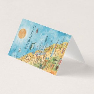 California Illustrated Watercolor Map Art