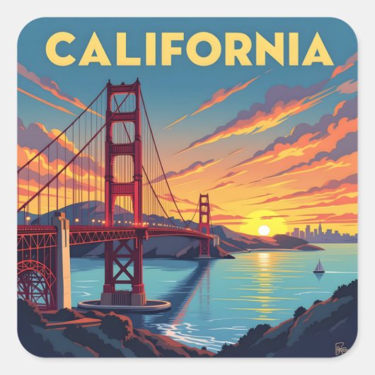 California Keepsake | The Golden Gate Bridge スクエアシール (正面)