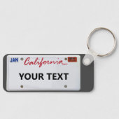 California LicensePlate、テキスト付き キーホルダー (正面)