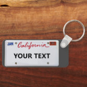 California LicensePlate、テキスト付き キーホルダー (正面)