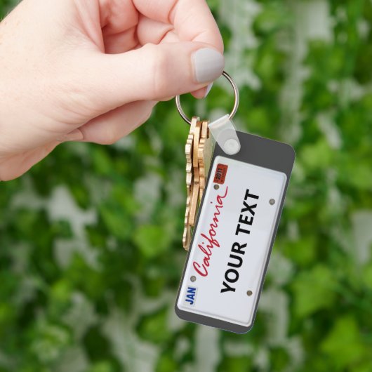 California LicensePlate、テキスト付き キーホルダー (手)