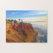 California Light house on Rocky Cliff海写真 ジグソーパズル (横)