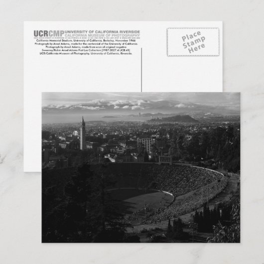 California Memorial Stadium, UC Berkeley, 1966 ポストカード (正面/裏面)