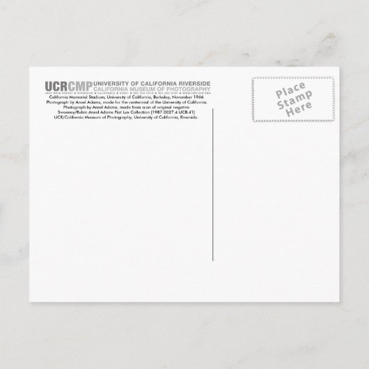 California Memorial Stadium, UC Berkeley, 1966 ポストカード (裏面)