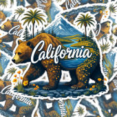 California Nature Bear Sticker | Mountain & Poppy シール