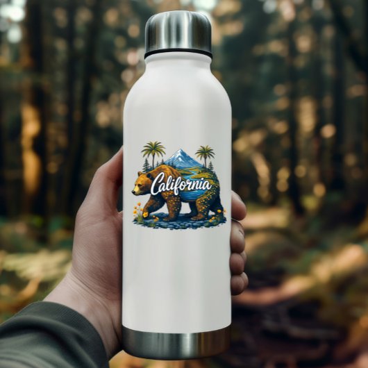 California Nature Bear Sticker | Mountain & Poppy シール