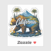 California Nature Bear Sticker | Mountain & Poppy シール (シート)