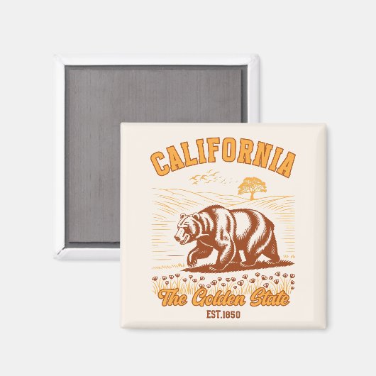 California Nature Lover Gift – Retro Bear  マグネット (正面/裏面)