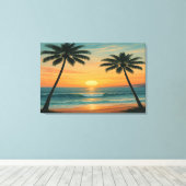 California Ocean Sunset – 36x24 Wall Art Print キャンバスプリント (インサイチュ (ウッドフロア))