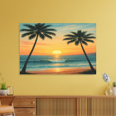 California Ocean Sunset – 36x24 Wall Art Print キャンバスプリント (インサイチュ (リビング))