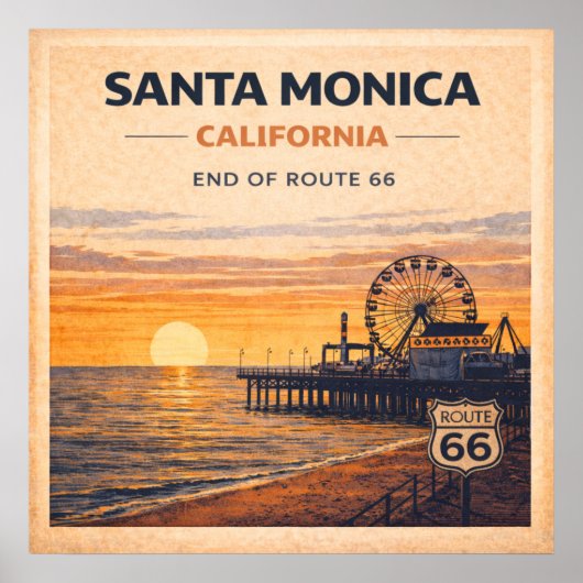 California Pacific Coast End Route 66 ポスター (正面)