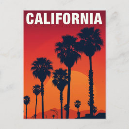 California Palm Trees Sunset Retro ポストカード