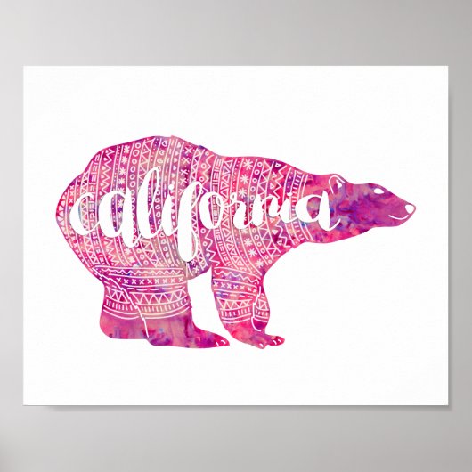 California Pink Winter Bear ポスター (正面)