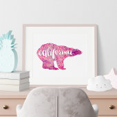 California Pink Winter Bear ポスター