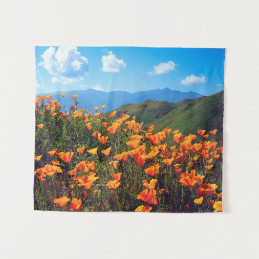 California Poppies Covering a Hillside タペストリー (正面(横))
