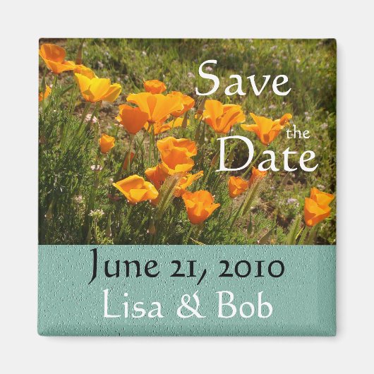 California Poppies Save the Date Magnet マグネット (正面)