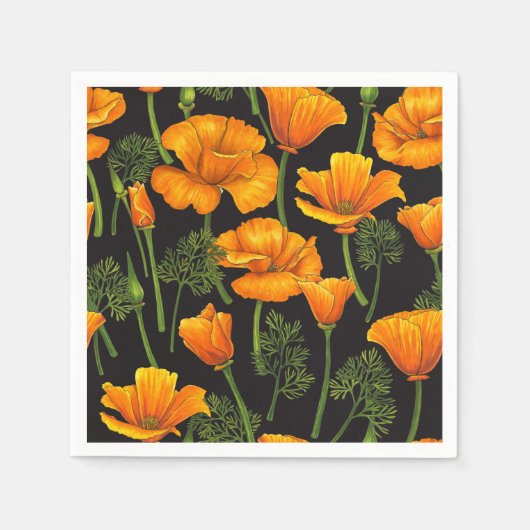 California poppy スタンダードカクテルナプキン (正面)