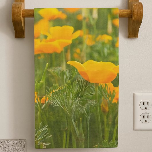 California Poppy Patch Photograph  キッチンタオル