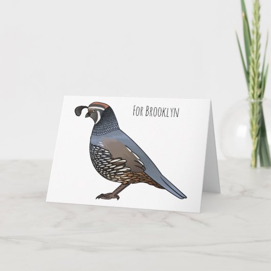 California quail bird cartoon illustration カード (正面)
