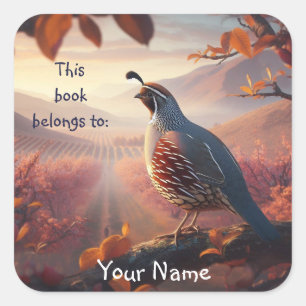 California Quail Birds本書は蔵書票 スクエアシール