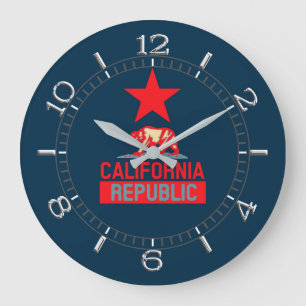 California Republic in Red and Blueスタイル ラージ壁時計