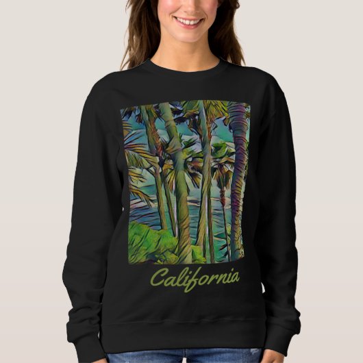 California Republic Palm Trees Cali Vibes Californ スウェットシャツ (正面)
