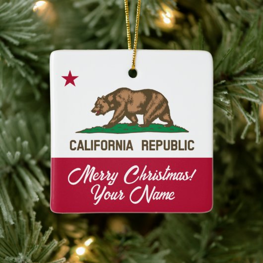 California Republic state flag custom Christmas セラミックオーナメント (ツリー)